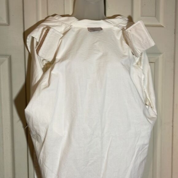 Vintage Obenna 1990s White Cotton Windbreaker Utility Jacket 3/4 Sleeves S - Picture 14 of 16